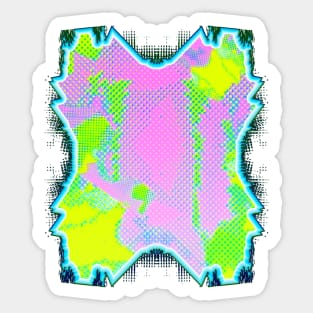 Glitch Art Abstract - Futuristic Neon Grunge Burst Design Sticker